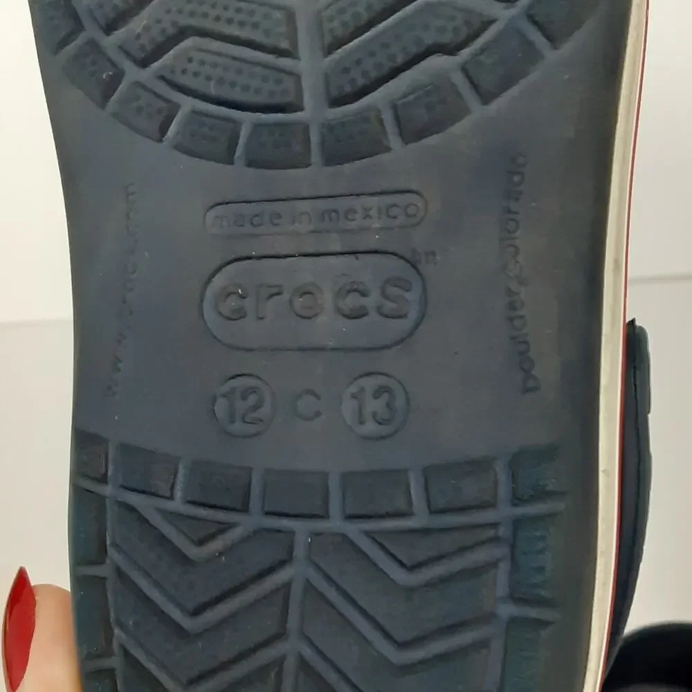 Crocs Kids Crocband Clogs Slip On Navy Blue Stripe Boys 12/13 Water Shoes Retro